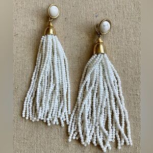 Stella & Dot White Gita Tassel Earrings